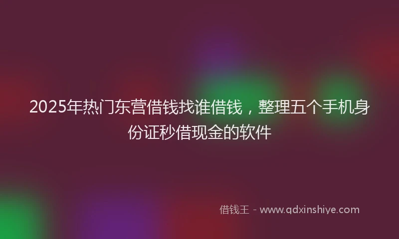 2025年热门东营借钱找谁借钱，整理五个手机身份证秒借现金的软件