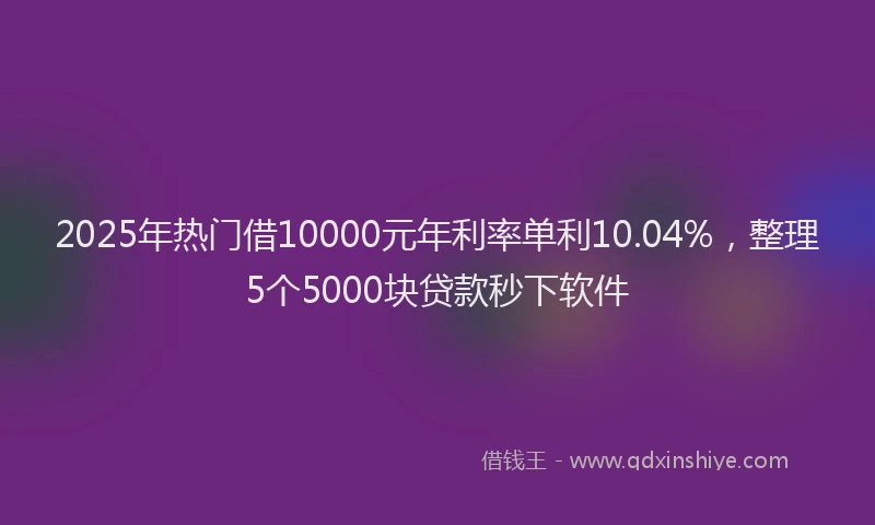 2025年热门借10000元年利率单利10.04%，整理5个5000块贷款秒下软件