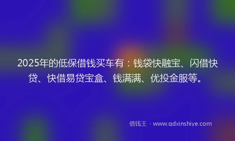 2025年的低保借钱买车有：钱袋快融宝、闪借快贷、快借易贷宝盒、钱满满、优投金服等。