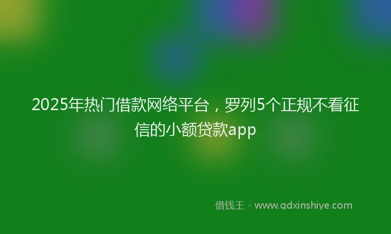 2025年热门借款网络平台，罗列5个正规不看征信的小额贷款app