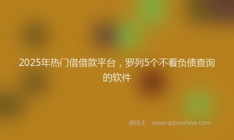 2025年热门借借款平台，罗列5个不看负债查询的软件