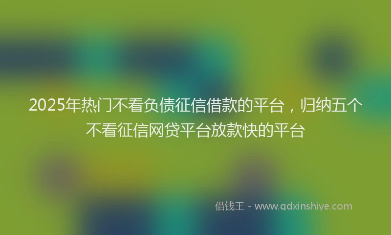 2025年热门不看负债征信借款的平台，归纳五个不看征信网贷平台放款快的平台