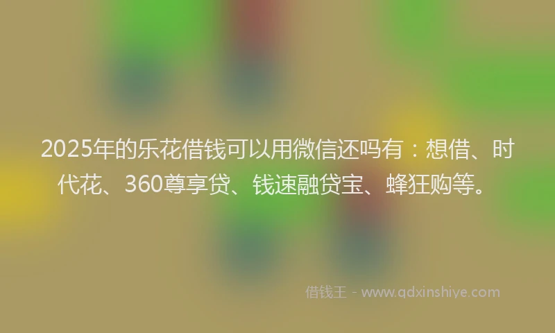 2025年的乐花借钱可以用微信还吗有：想借、时代花、360尊享贷、钱速融贷宝、蜂狂购等。