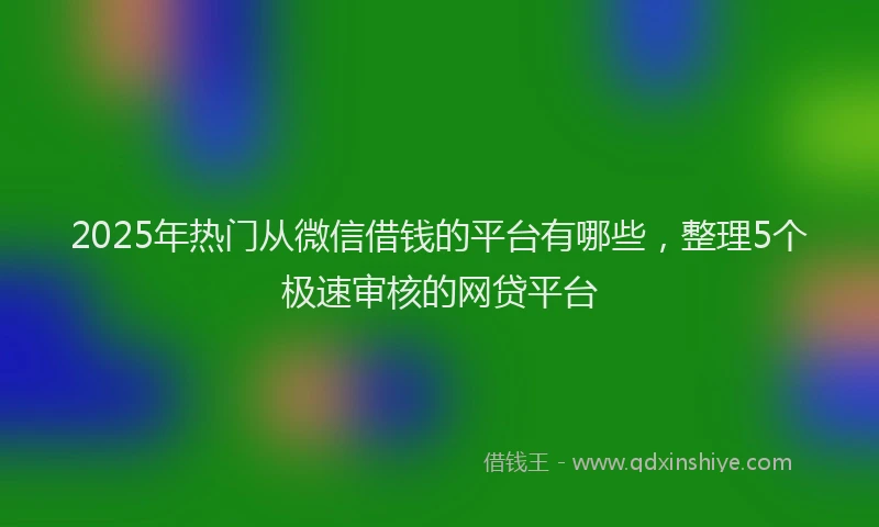 2025年热门从微信借钱的平台有哪些，整理5个极速审核的网贷平台