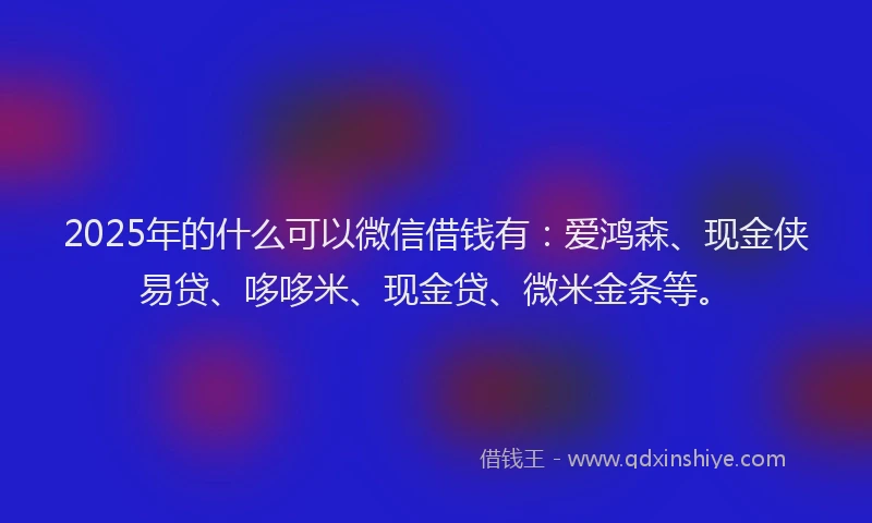 2025年的什么可以微信借钱有：爱鸿森、现金侠易贷、哆哆米、现金贷、微米金条等。