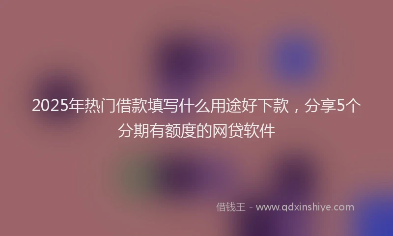 2025年热门借款填写什么用途好下款，分享5个分期有额度的网贷软件