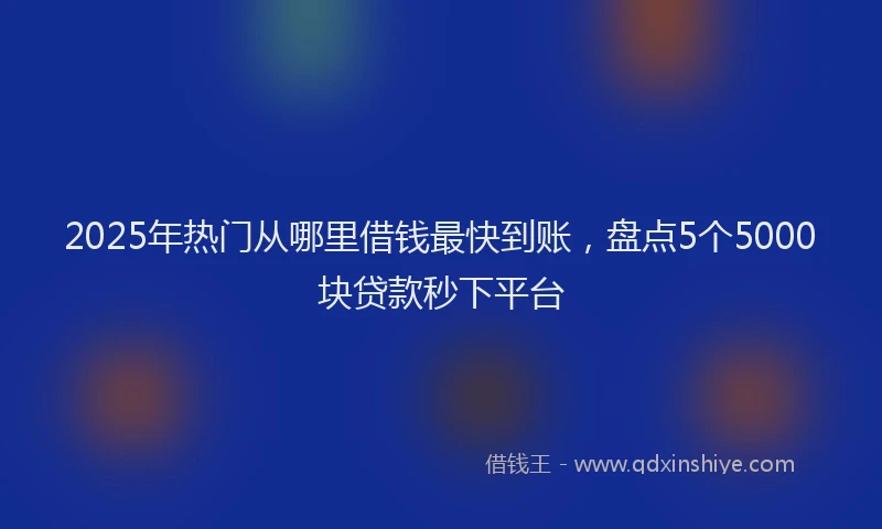 2025年热门从哪里借钱最快到账，盘点5个5000块贷款秒下平台