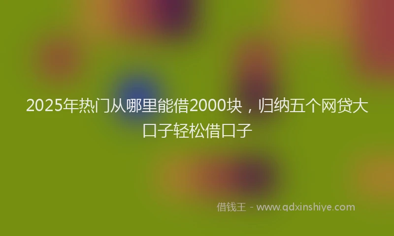 2025年热门从哪里能借2000块，归纳五个网贷大口子轻松借口子