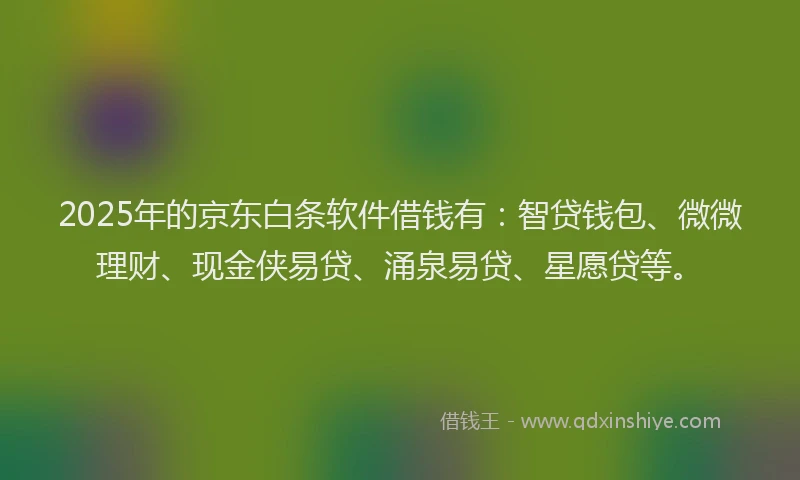 2025年的京东白条软件借钱有：智贷钱包、微微理财、现金侠易贷、涌泉易贷、星愿贷等。