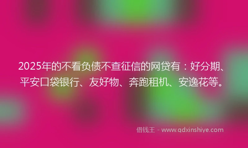 2025年的不看负债不查征信的网贷有：好分期、平安口袋银行、友好物、奔跑租机、安逸花等。