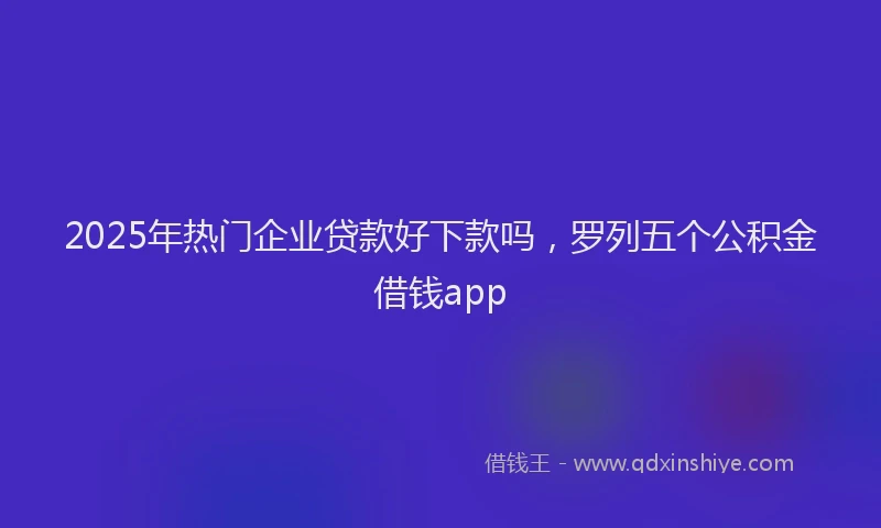 2025年热门企业贷款好下款吗，罗列五个公积金借钱app