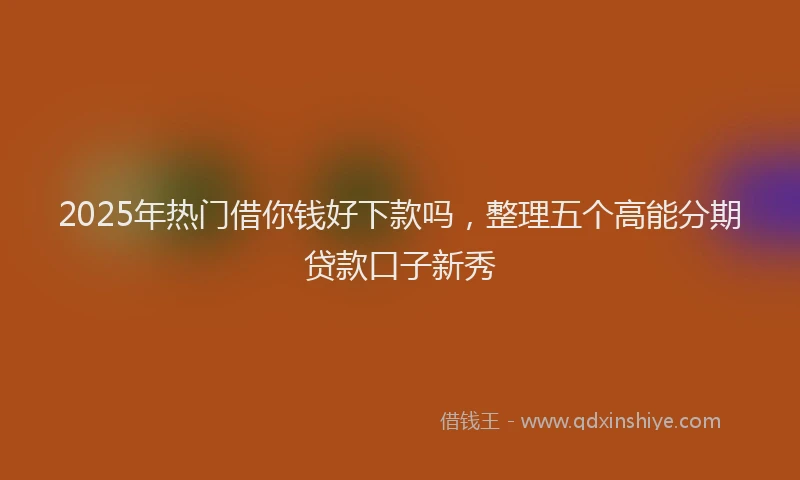 2025年热门借你钱好下款吗，整理五个高能分期贷款口子新秀