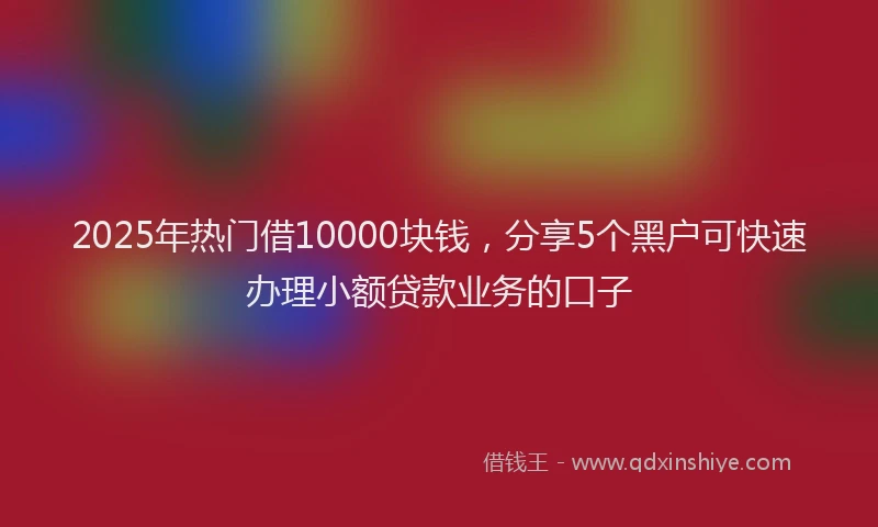 2025年热门借10000块钱，分享5个黑户可快速办理小额贷款业务的口子