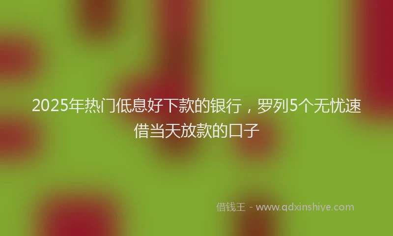 2025年热门低息好下款的银行，罗列5个无忧速借当天放款的口子