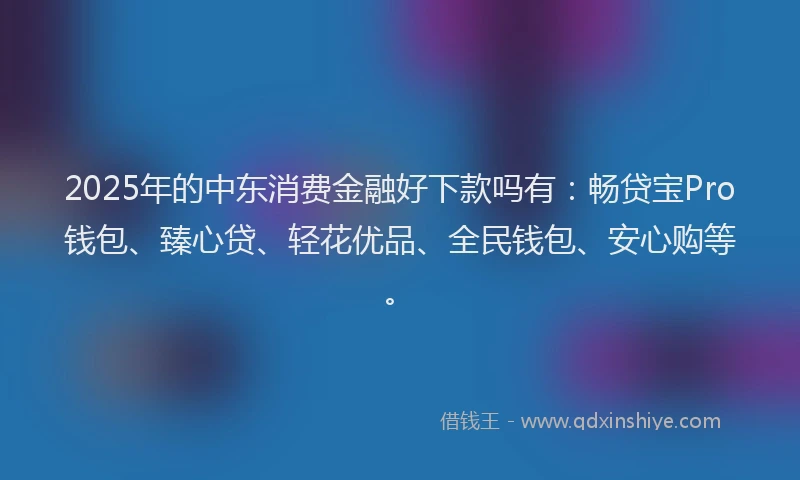 2025年的中东消费金融好下款吗有：畅贷宝Pro钱包、臻心贷、轻花优品、全民钱包、安心购等。