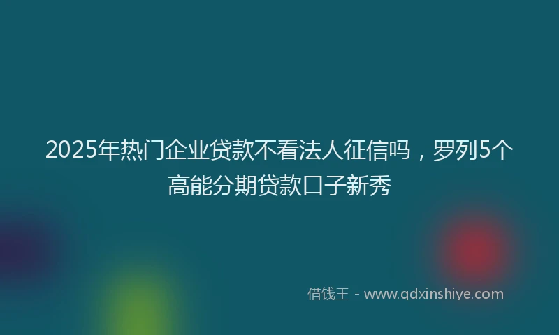 2025年热门企业贷款不看法人征信吗，罗列5个高能分期贷款口子新秀