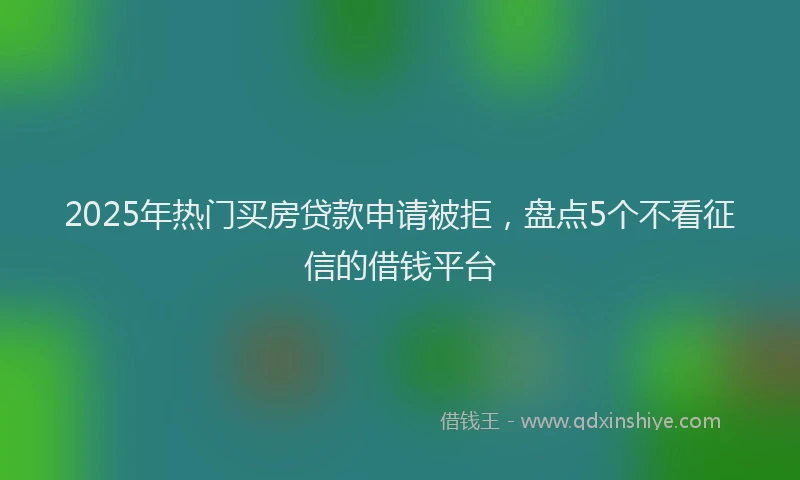 2025年热门买房贷款申请被拒，盘点5个不看征信的借钱平台
