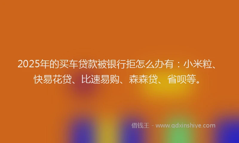 2025年的买车贷款被银行拒怎么办有：小米粒、快易花贷、比速易购、森森贷、省呗等。