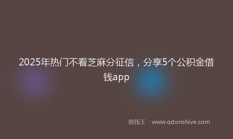 2025年热门不看芝麻分征信，分享5个公积金借钱app