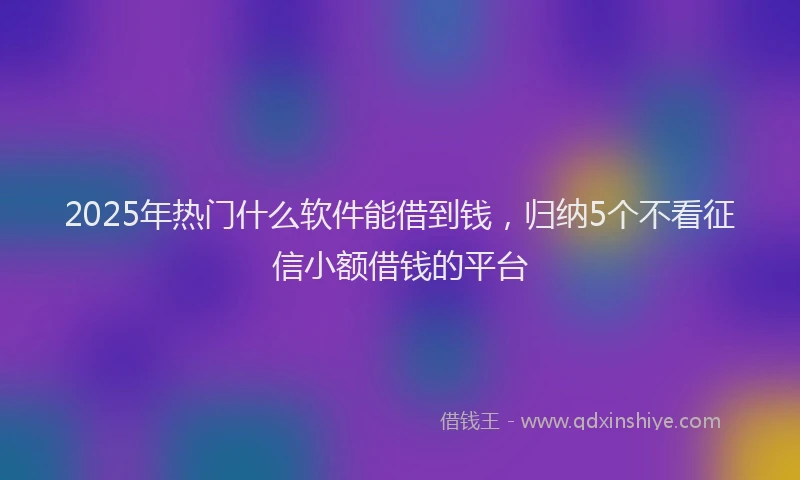 2025年热门什么软件能借到钱，归纳5个不看征信小额借钱的平台