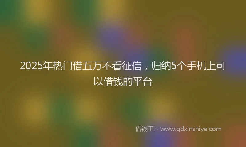 2025年热门借五万不看征信，归纳5个手机上可以借钱的平台