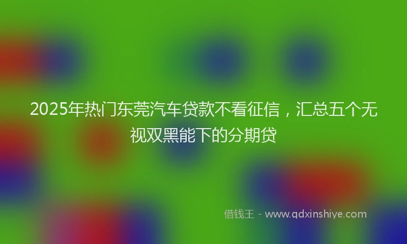 2025年热门东莞汽车贷款不看征信，汇总五个无视双黑能下的分期贷