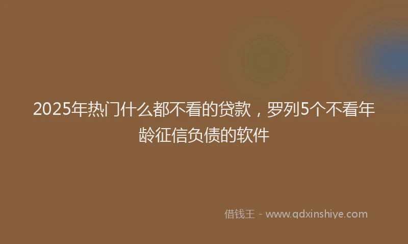 2025年热门什么都不看的贷款，罗列5个不看年龄征信负债的软件
