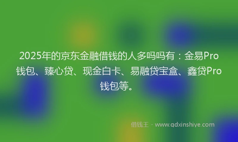 2025年的京东金融借钱的人多吗吗有：金易Pro钱包、臻心贷、现金白卡、易融贷宝盒、鑫贷Pro钱包等。