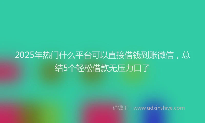 2025年热门什么平台可以直接借钱到账微信，总结5个轻松借款无压力口子