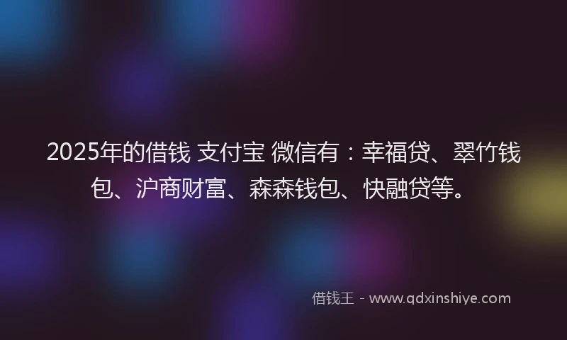 2025年的借钱 支付宝 微信有：幸福贷、翠竹钱包、沪商财富、森森钱包、快融贷等。