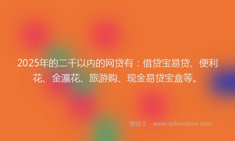 2025年的二千以内的网贷有：借贷宝易贷、便利花、金瀛花、旅游购、现金易贷宝盒等。