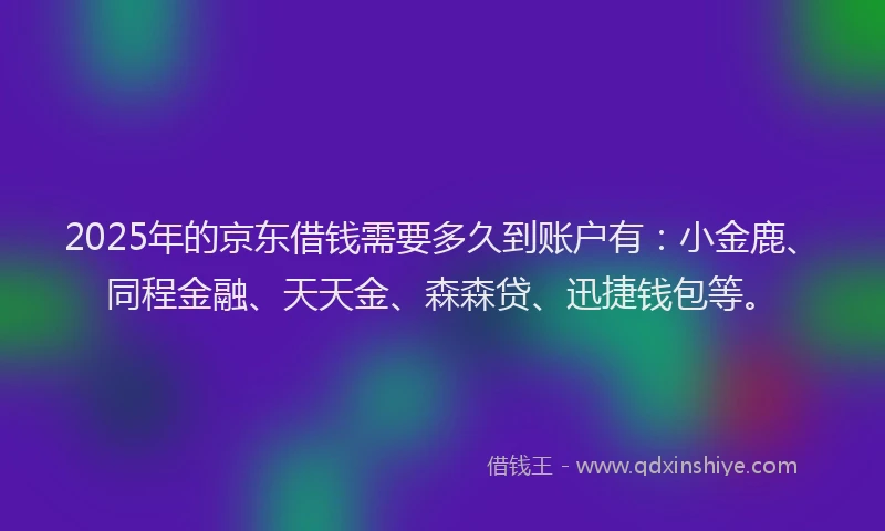 2025年的京东借钱需要多久到账户有：小金鹿、同程金融、天天金、森森贷、迅捷钱包等。