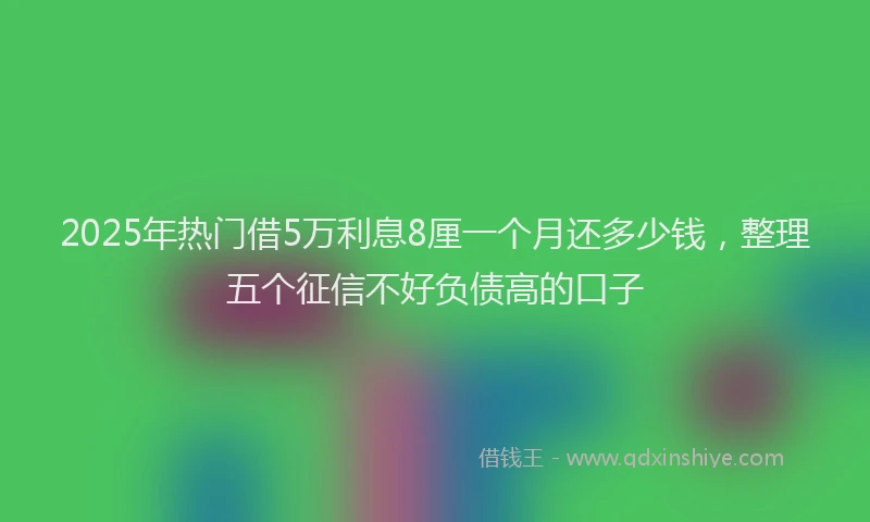 2025年热门借5万利息8厘一个月还多少钱，整理五个征信不好负债高的口子