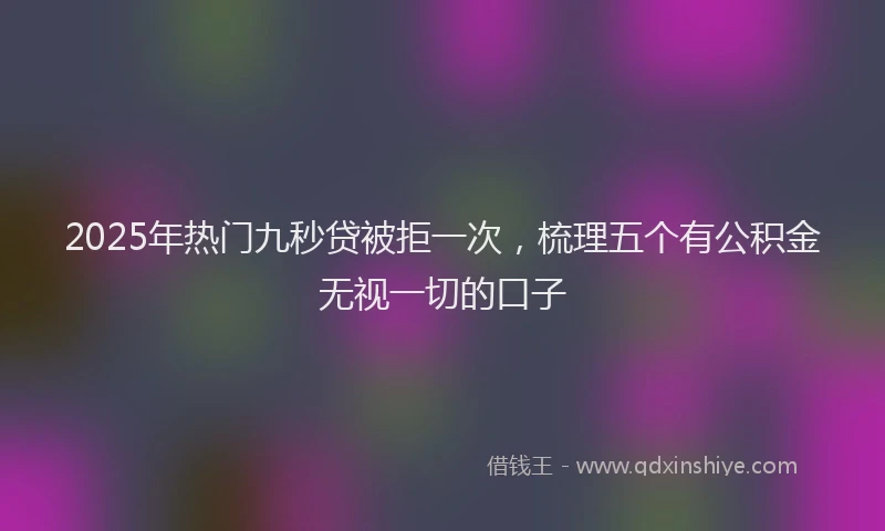2025年热门九秒贷被拒一次，梳理五个有公积金无视一切的口子