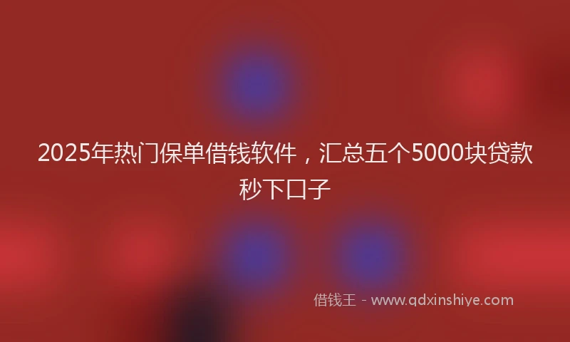 2025年热门保单借钱软件，汇总五个5000块贷款秒下口子