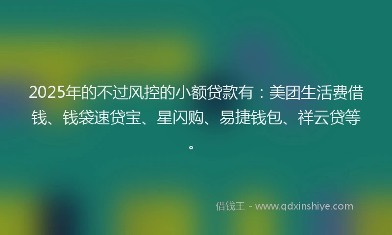2025年的不过风控的小额贷款有：美团生活费借钱、钱袋速贷宝、星闪购、易捷钱包、祥云贷等。