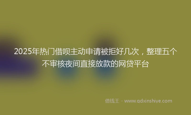 2025年热门借呗主动申请被拒好几次，整理五个不审核夜间直接放款的网贷平台
