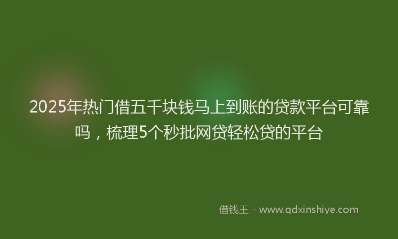 2025年热门借五千块钱马上到账的贷款平台可靠吗，梳理5个秒批网贷轻松贷的平台