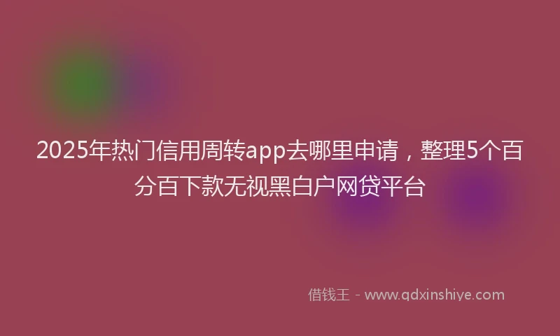2025年热门信用周转app去哪里申请，整理5个百分百下款无视黑白户网贷平台