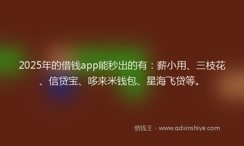 2025年的借钱app能秒出的有：薪小用、三枝花、信贷宝、哆来米钱包、星海飞贷等。