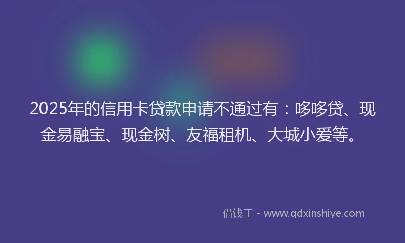 2025年的信用卡贷款申请不通过有：哆哆贷、现金易融宝、现金树、友福租机、大城小爱等。