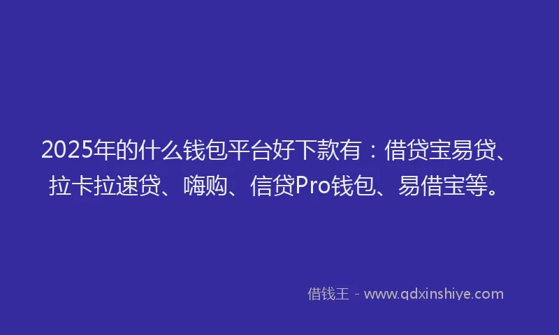 2025年的什么钱包平台好下款有：借贷宝易贷、拉卡拉速贷、嗨购、信贷Pro钱包、易借宝等。