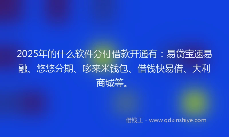 2025年的什么软件分付借款开通有：易贷宝速易融、悠悠分期、哆来米钱包、借钱快易借、大利商城等。
