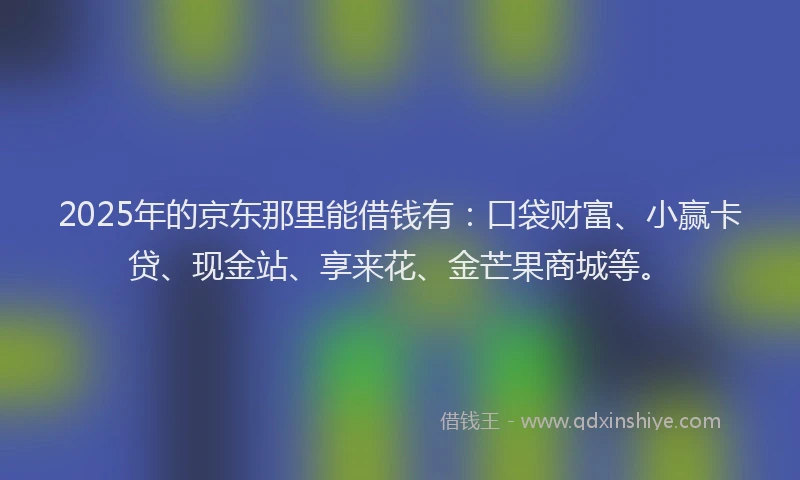 2025年的京东那里能借钱有：口袋财富、小赢卡贷、现金站、享来花、金芒果商城等。