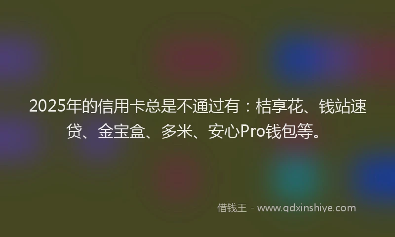 2025年的信用卡总是不通过有：桔享花、钱站速贷、金宝盒、多米、安心Pro钱包等。