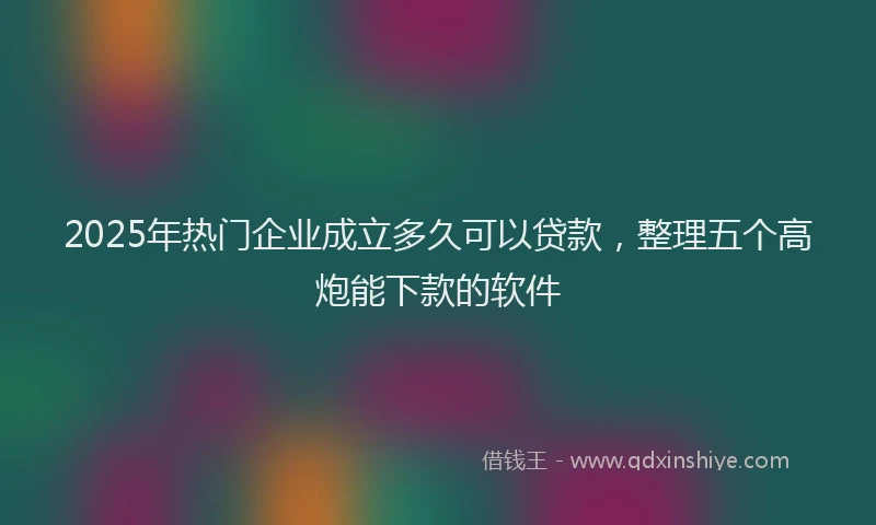 2025年热门企业成立多久可以贷款，整理五个高炮能下款的软件