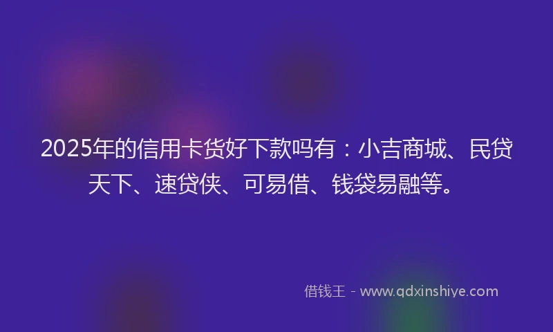 2025年的信用卡货好下款吗有：小吉商城、民贷天下、速贷侠、可易借、钱袋易融等。