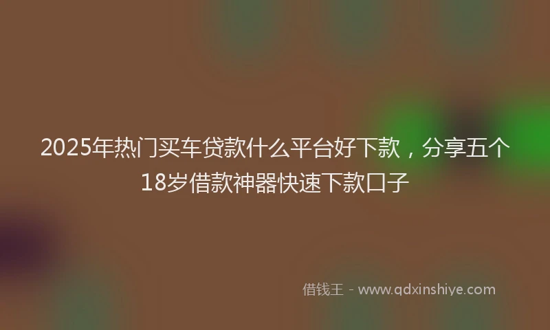 2025年热门买车贷款什么平台好下款，分享五个18岁借款神器快速下款口子