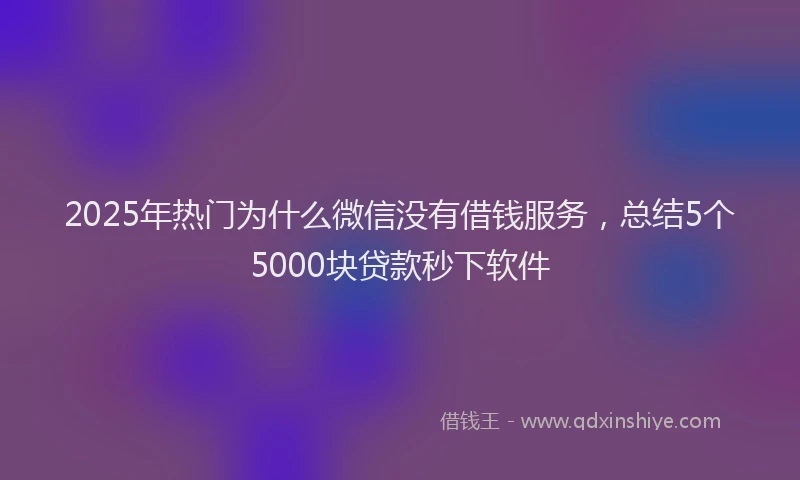 2025年热门为什么微信没有借钱服务，总结5个5000块贷款秒下软件