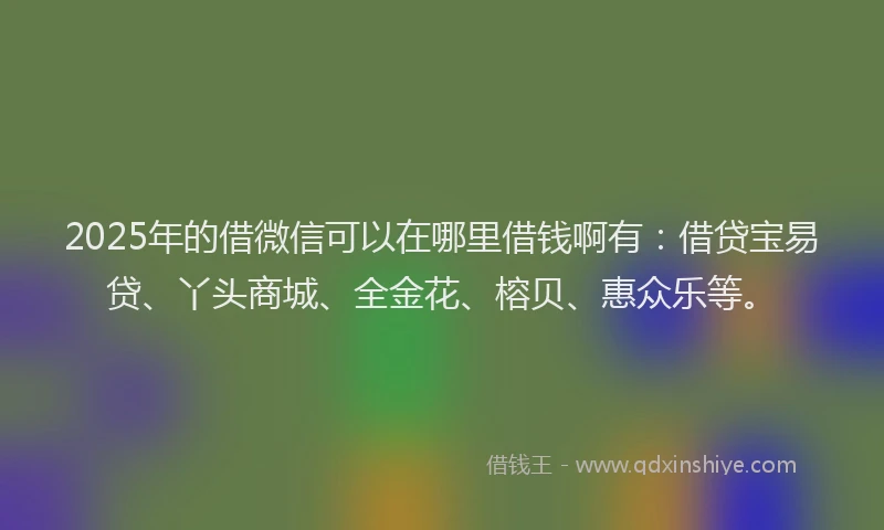 2025年的借微信可以在哪里借钱啊有：借贷宝易贷、丫头商城、全金花、榕贝、惠众乐等。
